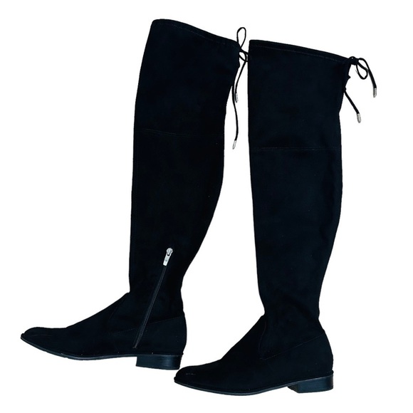 Marc Fisher Boots Over the Knee Fitted Pointed Toe Minimalist Fall Black 6.5 - Picture 2 of 6